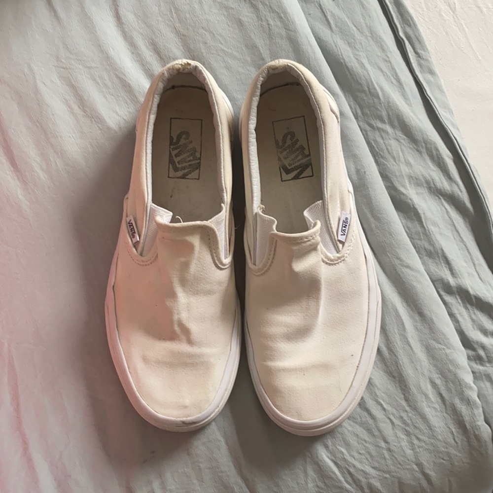 white slip on vans